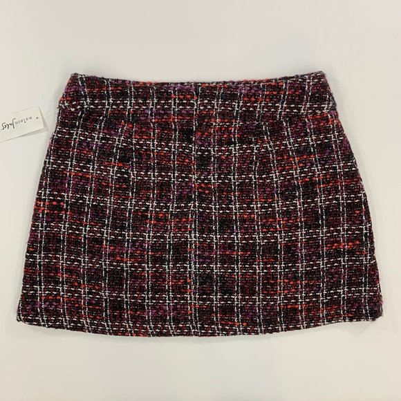Maison Jules Women's L Skirt Mini Tweed A-Line Skirt Black Plaid Multi L - Picture 5 of 8